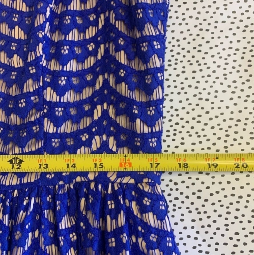 Eliza J Blue Lace Cobolt Blue Fit Flare Dress 14 - Picture 9 of 14